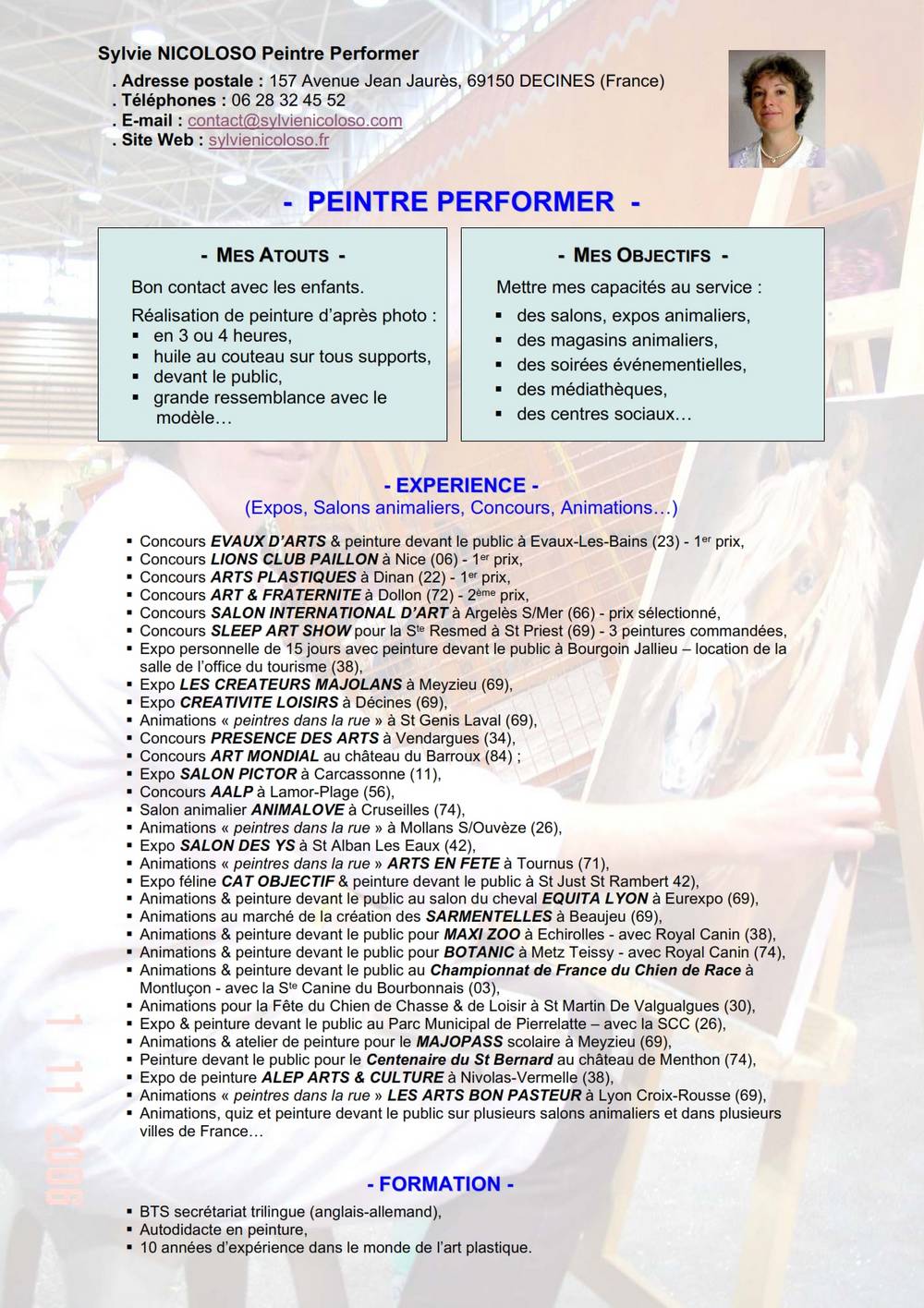 CV Peintre Performer (plaquette)