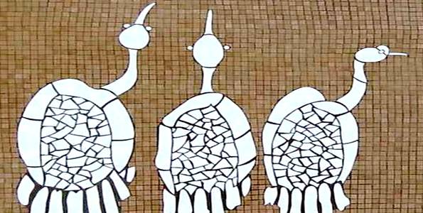 LES 3 ECHASSIERS . mosaïque murale
