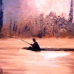 PÊCHE AU LEVER DU JOUR . huile couteau